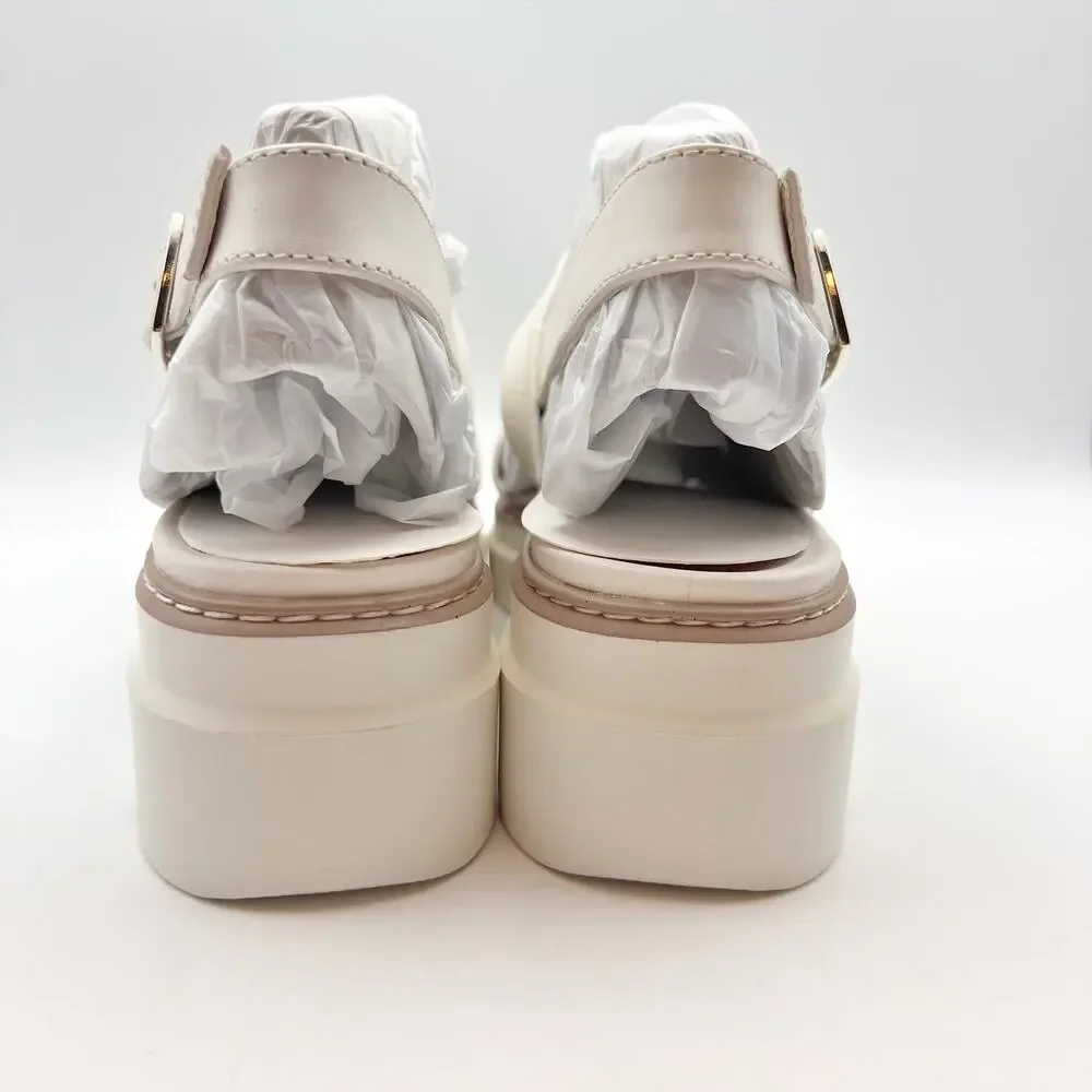 Naturalizer Womens Darry-Sling Sandals Size 9 White Leather Lug Sole NIB